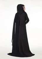 Hijab clothing BLACK EMBROIDERY DETAIL EVENING DRESS 48102 