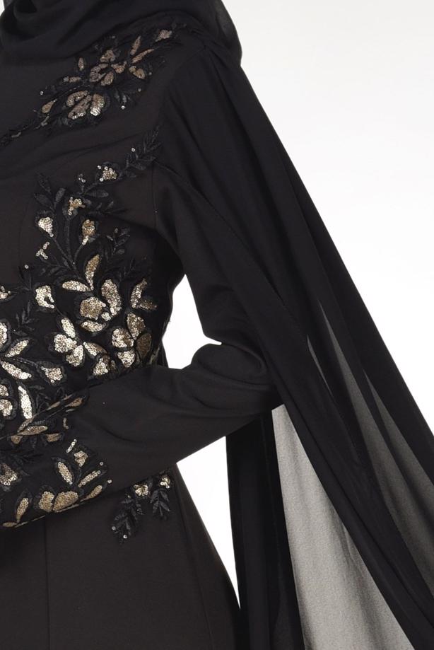 Vêtements hijab  EMBROIDERY DETAIL EVENING DRESS 48102  - TRENDTESETTÜR