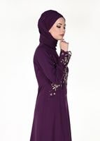 Hijab clothing PURPLE EMBROIDERY DETAIL EVENING DRESS 48102 