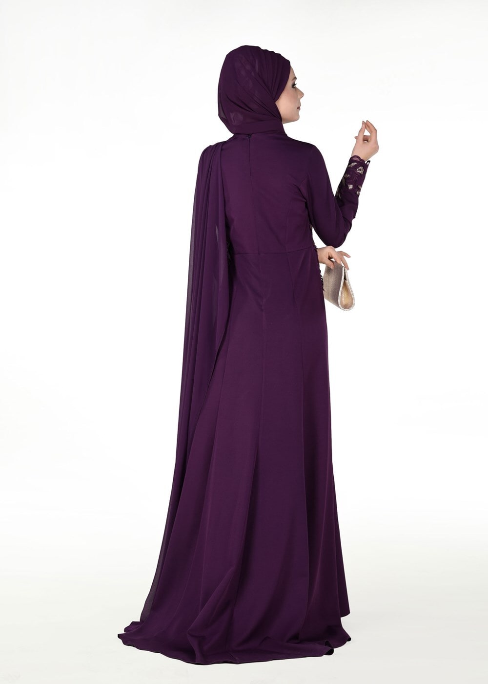 Vêtements hijab POURPRE ROBE DE SOIRÉE BRODÉE 48102