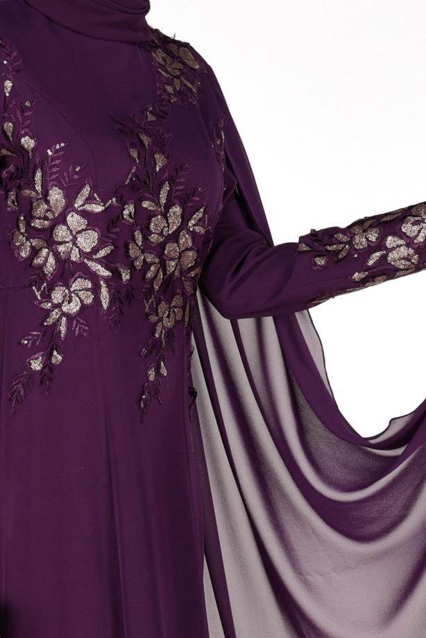 Vêtements hijab  EMBROIDERY DETAIL EVENING DRESS 48102  - TRENDTESETTÜR