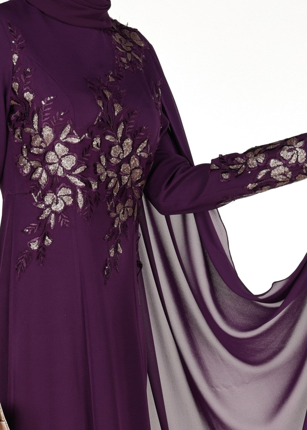 Vêtements hijab POURPRE ROBE DE SOIRÉE BRODÉE 48102