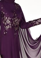Hijab clothing PURPLE EMBROIDERY DETAIL EVENING DRESS 48102 