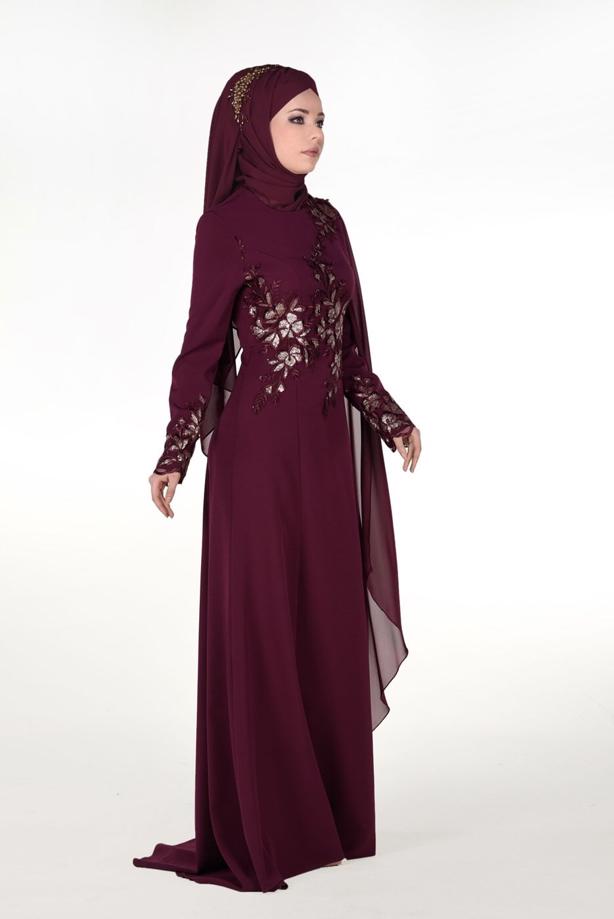 Vêtements hijab  EMBROIDERY DETAIL EVENING DRESS 48102  - TRENDTESETTÜR