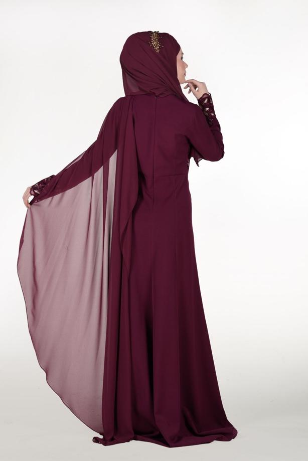 Vêtements hijab  EMBROIDERY DETAIL EVENING DRESS 48102  - TRENDTESETTÜR
