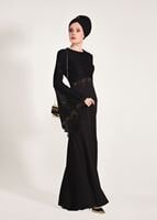 Tesettür giyim SİYAH GÜPÜR DETAYLI BALIK ABİYE ELBİSE 49625
