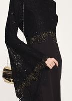 Tesettür giyim SİYAH GÜPÜR DETAYLI BALIK ABİYE ELBİSE 49625