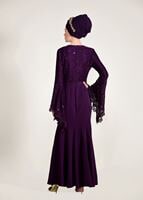 Tesettür giyim MÜRDÜM GÜPÜR DETAYLI BALIK ABİYE ELBİSE 49625