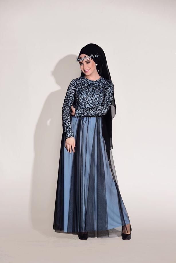 Vêtements hijab  LACE DETAIL GUIPURED EVENING DRESS T 56625   - TRENDTESETTÜR