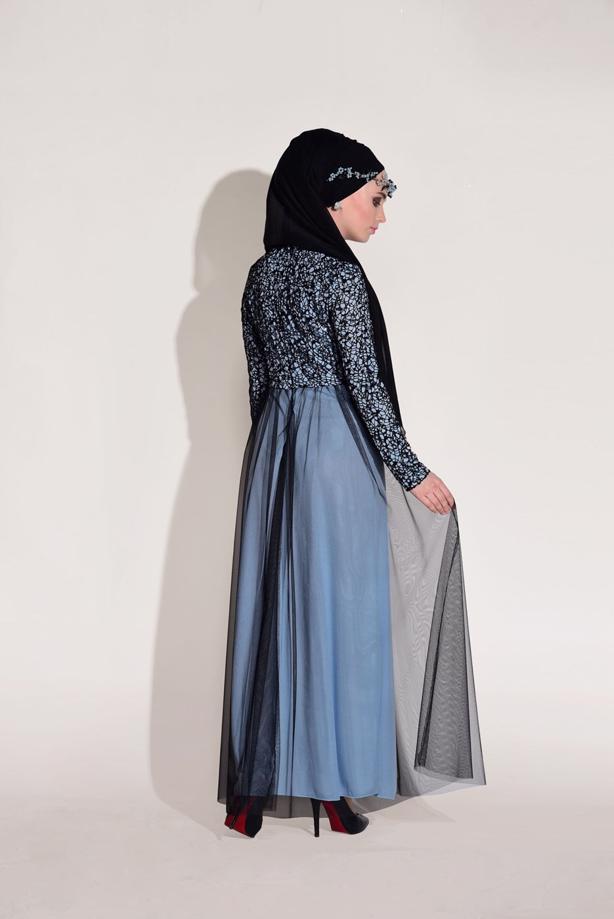 Vêtements hijab  LACE DETAIL GUIPURED EVENING DRESS T 56625   - TRENDTESETTÜR