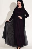 Vêtements hijab PRUNE ROBE DE SOIRÉE GUIPUÉE DÉTAIL DENTELLE T 56625