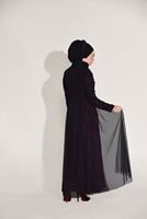Vêtements hijab PRUNE ROBE DE SOIRÉE GUIPUÉE DÉTAIL DENTELLE T 56625