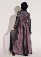 Tesettür giyim PUDRA TÜL DETAYLI GÜPÜRLÜ ABİYE ELBİSE T 56625