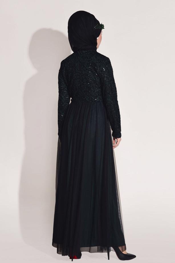 Vêtements hijab  LACE DETAIL GUIPURED EVENING DRESS T 56625   - TRENDTESETTÜR