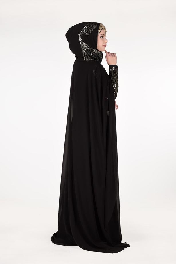 Vêtements hijab  EVENING DRESS WITH EMBROIDERED CAPE 68102  - TRENDTESETTÜR