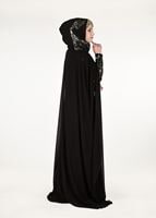 Hijab clothing BLACK EVENING DRESS WITH EMBROIDERED CAPE 68102 