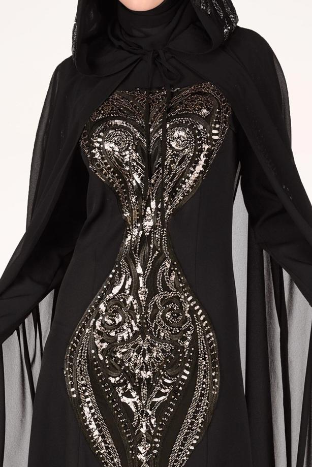 Vêtements hijab  EVENING DRESS WITH EMBROIDERED CAPE 68102  - TRENDTESETTÜR