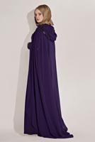 Vêtements hijab POURPRE ROBE DE SOIRÉE DÉTAILLÉE AVEC BRODERIE AVEC MANTEAU 68102