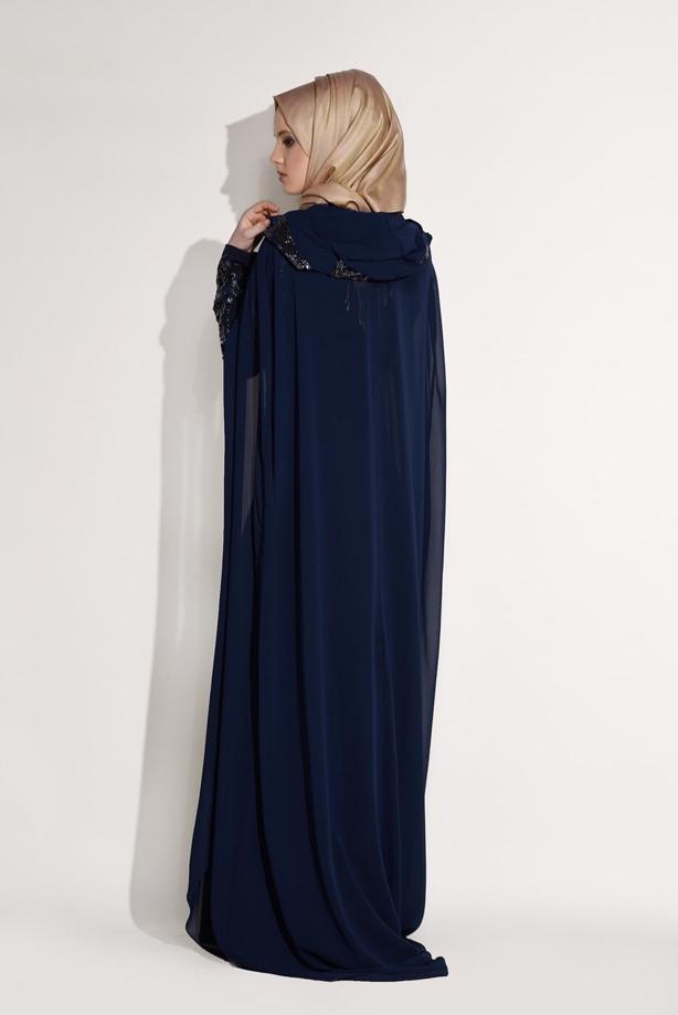 Vêtements hijab  EVENING DRESS WITH EMBROIDERED CAPE 68102  - TRENDTESETTÜR