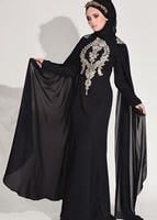 Vêtements hijab NOIR ROBE DE SOIRÉE GUIPURE BRODÉE 68625