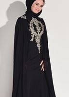 Vêtements hijab NOIR ROBE DE SOIRÉE GUIPURE BRODÉE 68625