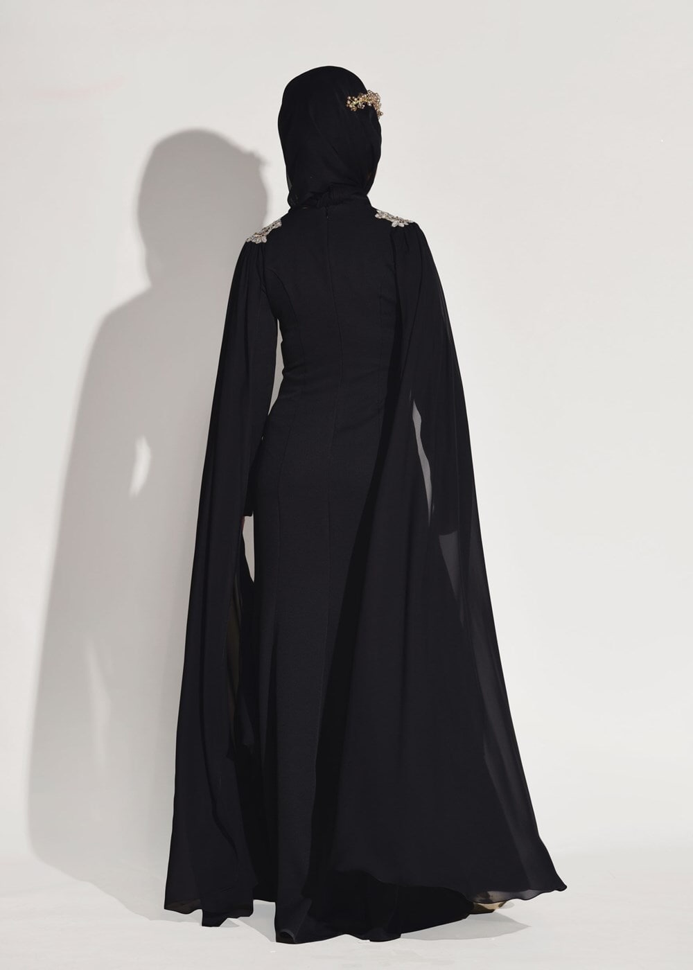 Vêtements hijab NOIR ROBE DE SOIRÉE GUIPURE BRODÉE 68625