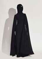 Vêtements hijab NOIR ROBE DE SOIRÉE GUIPURE BRODÉE 68625