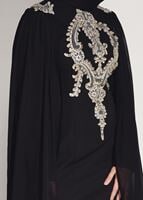 Vêtements hijab NOIR ROBE DE SOIRÉE GUIPURE BRODÉE 68625