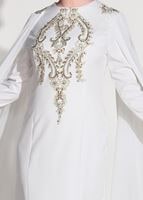 Tesettür giyim KREM GÜPÜR İŞLEME DETAYLI ABİYE ELBİSE 68625