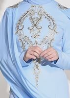 Tesettür giyim MAVİ GÜPÜR İŞLEME DETAYLI ABİYE ELBİSE 68625