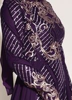 Hijab clothing PURPLE Embroidered Chiffon Detailed Evening Dress T 87625 