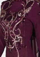 Hijab clothing CLARET RED EMBROIDERY DETAIL EVENING DRESS WITH CAPE 88102  