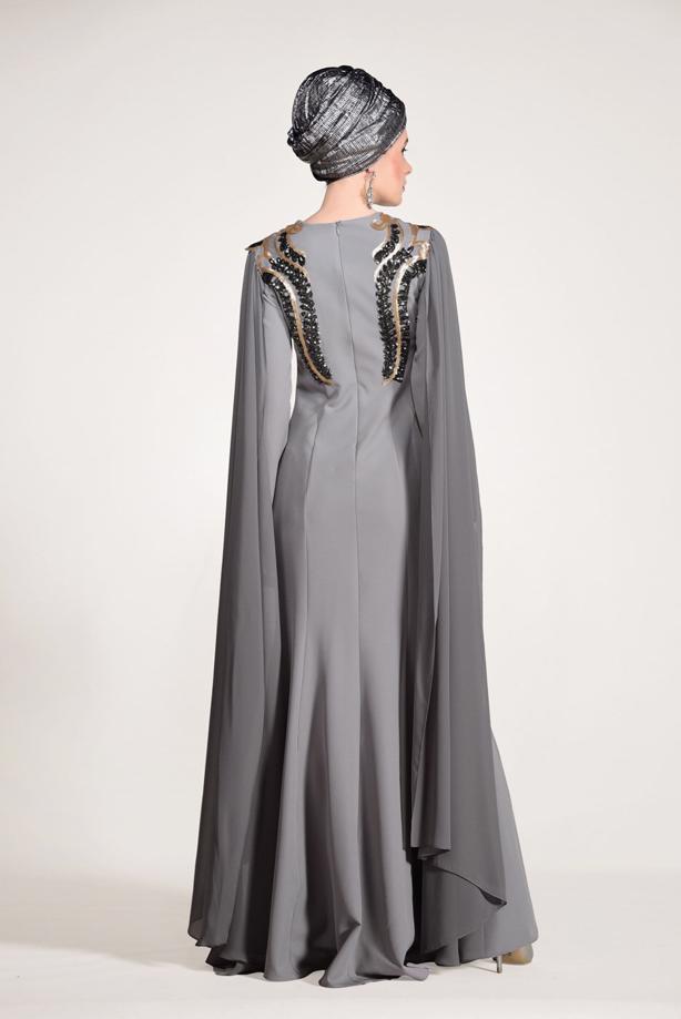 Tesettür giyim  PUL PAYET İŞLEMELİ ABİYE ELBİSE 88625 - TRENDTESETTÜR