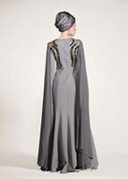 Tesettür giyim GRİ PUL PAYET İŞLEMELİ ABİYE ELBİSE 88625