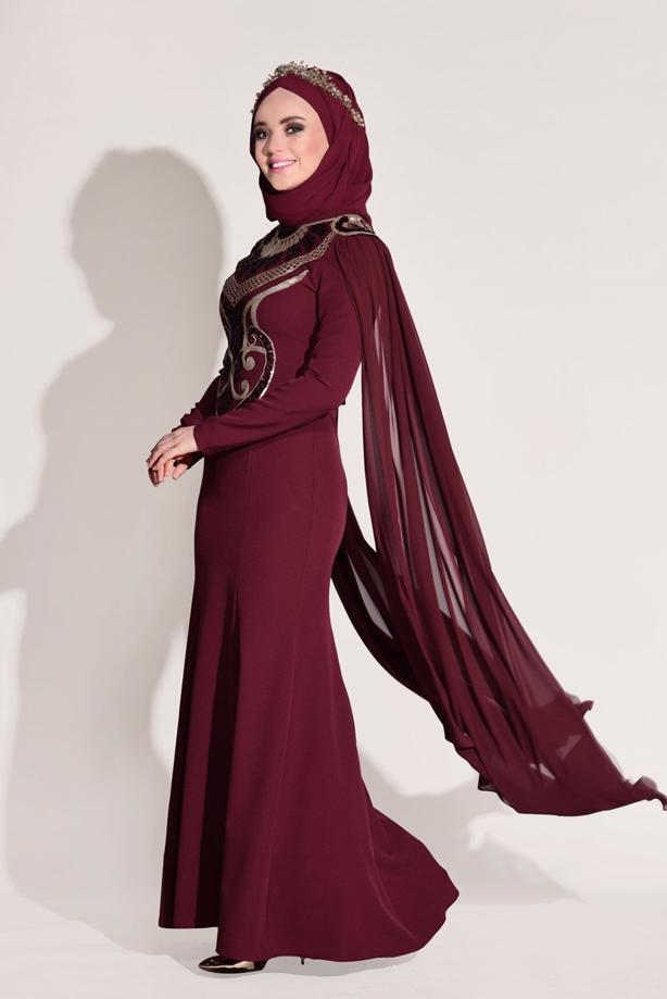 Tesettür giyim  PUL PAYET İŞLEMELİ ABİYE ELBİSE 88625 - TRENDTESETTÜR