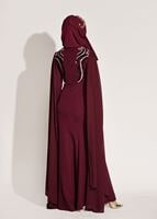 Hijab clothing CLARET RED Sequin Embroidered Evening Dress T 88625 