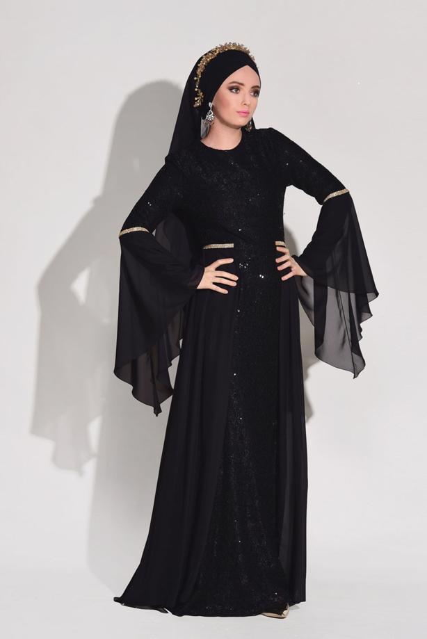 Vêtements hijab  LACE CHIFFON DETAIL EVENING DRESS 92625  - TRENDTESETTÜR