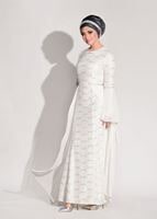 Hijab clothing CREAM LACE CHIFFON DETAIL EVENING DRESS 92625 