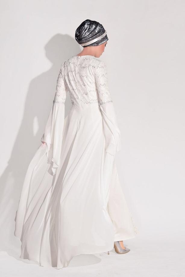 Vêtements hijab  LACE CHIFFON DETAIL EVENING DRESS 92625  - TRENDTESETTÜR