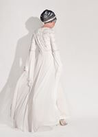 Hijab clothing CREAM LACE CHIFFON DETAIL EVENING DRESS 92625 