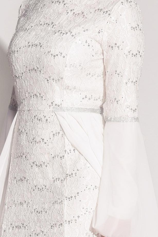 Vêtements hijab  LACE CHIFFON DETAIL EVENING DRESS 92625  - TRENDTESETTÜR