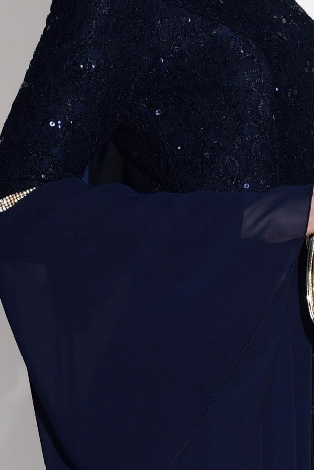 Vêtements hijab  LACE CHIFFON DETAIL EVENING DRESS 92625  - TRENDTESETTÜR