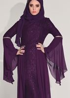 Tesettür giyim MÜRDÜM DANTEL ŞİFON DETAYLI ABİYE ELBİSE 92625