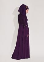 Tesettür giyim MÜRDÜM DANTEL ŞİFON DETAYLI ABİYE ELBİSE 92625