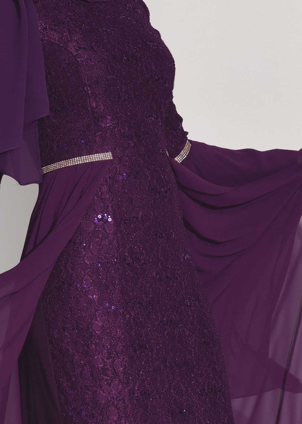 Tesettür giyim MÜRDÜM DANTEL ŞİFON DETAYLI ABİYE ELBİSE 92625