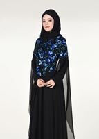 Vêtements hijab NOIR ROBE DE SOIRÉE BRODÉE MANCHES BATWING 0491
