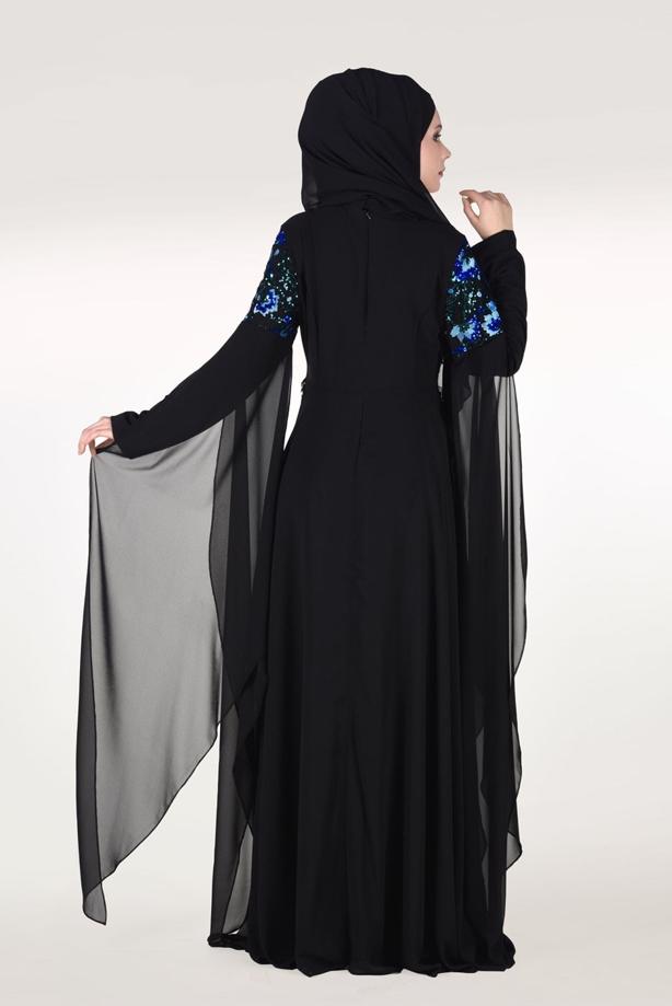 Vêtements hijab  EMBROIDERED BATWING SLEEVE EVENING DRESS 0491  - TRENDTESETTÜR