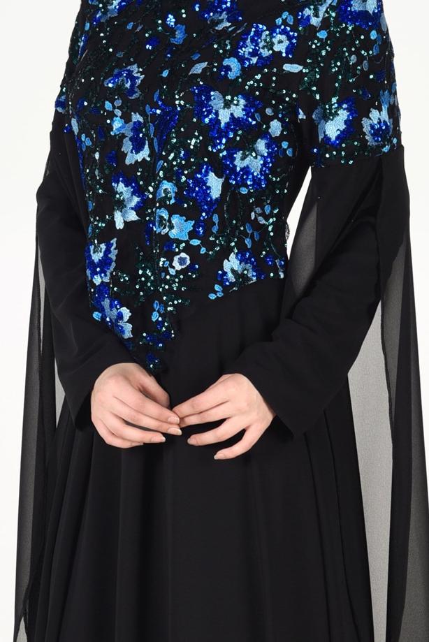 Vêtements hijab  EMBROIDERED BATWING SLEEVE EVENING DRESS 0491  - TRENDTESETTÜR