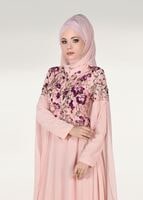Hijab clothing POWDER EMBROIDERED BATWING SLEEVE EVENING DRESS 0491 