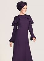 Vêtements hijab POURPRE ROBE DE SOIRÉE DÉTAIL GUIPURE 1072